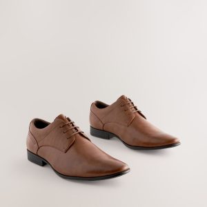 SPL319 Tan Brown Wide Fit Derby Lace-Up Shoes