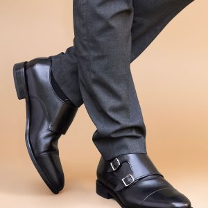 SPL306 Bootmaker Black Nathaniel Leather Double Monk Shoes