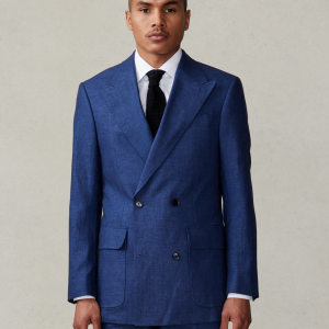 SPL281 Ink Blue Double Breasted Linen Suit