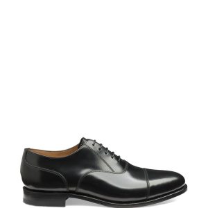 SPL317 Black Polished Leather Plain Toe Cap Oxford Shoes