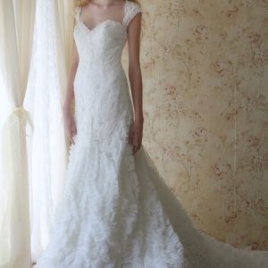SPL266 Embroidered Wedding Dress With Keyhole Back