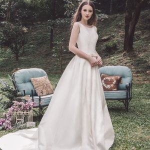 SPL262 Mikado Wedding Dress With Low Back