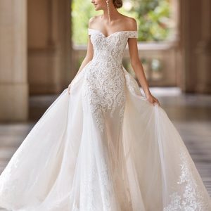 SPL255 Embroidered Off-Shoulder Wedding Dress