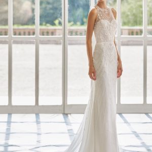 SPL254 Sheer Back Column Wedding Dress